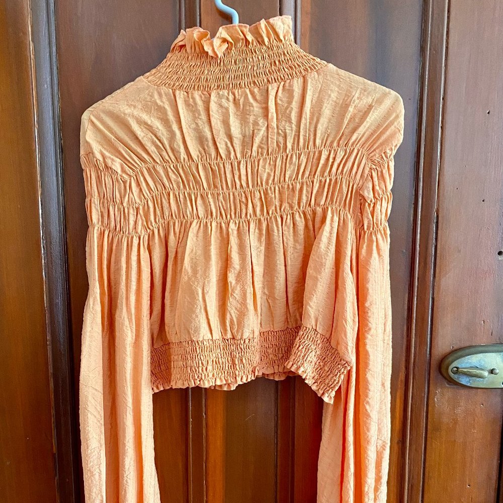 Vintage Peach Orange Scrunchy 1980s 1990s Crop Top